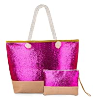  - MOOKLIN Bolsa de Playa de Lona Grande niña Mujer Bolsas de viaje Bolsos bandolera Bolsos de mano Bolsos mochila Bolsos totes Shopper Bolsa con Cremallera (03)